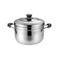 THE INDUS VALLEY Stainless Steel Rice Pot with Strainer Lid Lockable Bakelite Handles 20cm Triply 3Layer Heavy Bottom