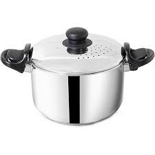 The Indus Valley Stainless Steel Strainer Pot Rice Pot with Strong Lockable Lid for Noodles Pasta Corn Soya Vegetables Rice 35L 108kg Induction Gas Friendly 3Layer Thick Bottom