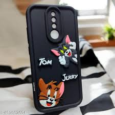 Private Lable MI Redmi 8 Back Cover for Girls Cute Tom Jerry Silicon Finish Pink