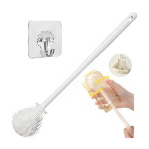 Private Lable Bottle Brush Cup Brush with Round Hook Flexible and Durable Cleaning Brush for Bottles Cups and Kitchenware Soft Bristles White