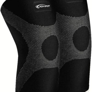 Joyfit Knee Compression Sleeve Knee Cap for Sports Running Gym Cycling Best For Men Women Pair Black Size XL