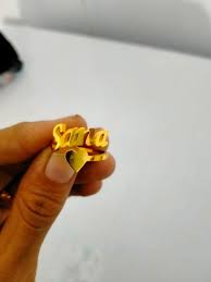 Private Lable Brass Golden Single Name Ring Saniv Name Ring
