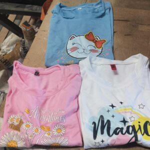 Private Lable kids girls printed pack of 3 t shirt multicolor size L