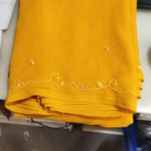 Private Lable woman yellow colour party were saree
