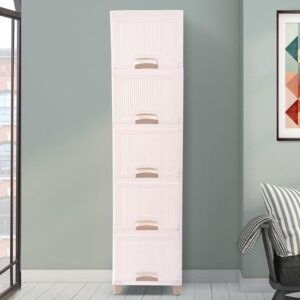 Private Lable Stackable Plastic Multipurpose 5 Drawer Storage White Colour