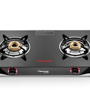 Butterfly Wave Smart 2 Burner Glass Top LPG Gas Stove black colour