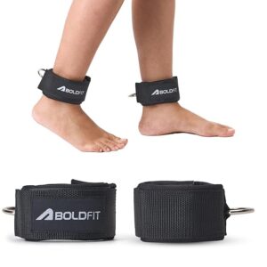 Boldfit Ankle Straps For Gym With Metal Drings Unisex Ankle Strap For Cable Machine Exercise Padded Ankle Bands For Leg Extensions 1 set black