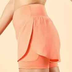 Cult Womens Coral Performance Pro Training Layered Shorts coral pink colour size xl