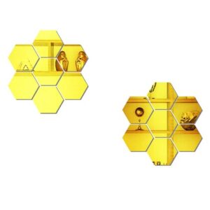 Private Lable WallWear Mirror Sticker for Home Decoration Gold Colour Pack of 14