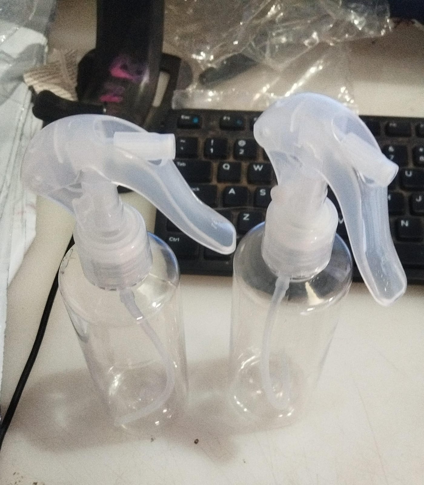 Private Lable PSA Store Refillable 200ml Transparent Bottle White Gun Mist Spray 200 ml Plastic Spray Bottle Pack of 2 Clear