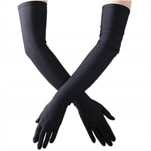 Kuber Industries Unisex Cotton Full Hand Gloves 1Pair Black