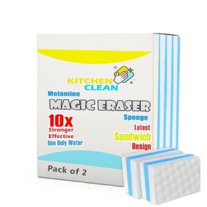 MELAMINE Magic Eraser Sponge Sandwich Design Stain Remover Sponge Pack of 2 Sneakers Cleaning Sponge