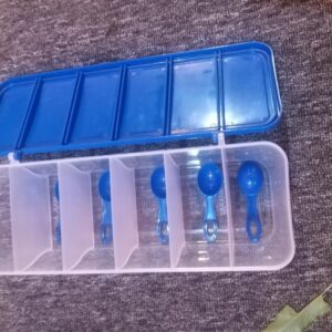 Private Lable Multipurpose 6in1 Masala Box for Kitchen Airtight BPAFree Plastic 6 Section Storage Container with 6 Spoons Blue