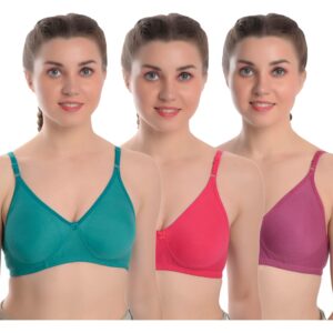 Private Lable Women and Girls Supreme Non Padded Bra Pack of 3 Multicolor Size 36