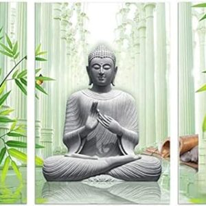 Private Lable Set of 3 laughing buddha 6 MM MDF UV Textured Multi Effect Wall Painting For Living Room Home Decorative Gift Item 12 Inch x 18 Inch Paintings