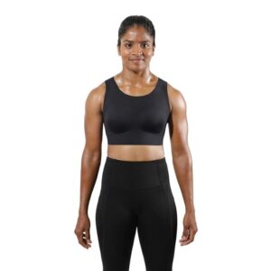 BlissClub Womens Nylon Blend Seamless Bra Power Up Sports Bra Black Size M