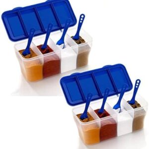 Private Lable 4 in 1 Section Pickle Jar Pack of 2 blue Colour