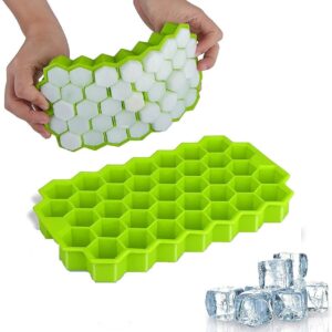 Private Lable Ice Cube Tray Silicone for Freezer Honeycomb 37 Cavity Ice Cube Mould Green colour