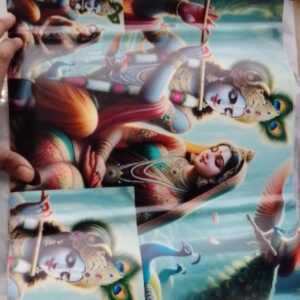 Private Lable Self Adhesive Radha Krishna Wallpaper Wall Sticker for Home Decor pack of 2