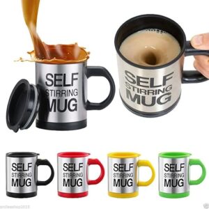 Private Lable Self Stirring Mug with Lid for Coffee Tea Juices Shakes BLACK COLOUR