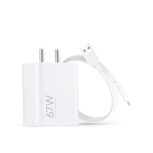 Mi Xiaomi Original 67W Fast Charger ComboRapid Charging with Qualcomm Quick Charge 30 Includes USB TypeC 6A Fast Charge Cable White