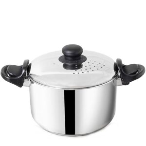 The Indus Valley Stainless Steel Strainer Pot Rice Pot with Strong Lockable Lid