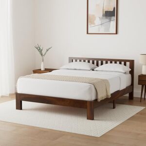 Amazon Brand Solimo Solimo Petra Solid Sheesham Wood Queen Bed Teak Finish colour