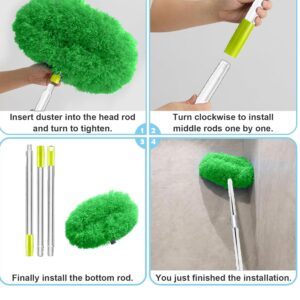 Private Lable Fan Cleaner Brush with Long Rod Flexible Fan Cleaning Mop Microfiber Dust green colour