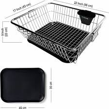 Private Lable SMART SLIDE Dish Drainer Kitchen Rack Steel Stainless Steel 22L x 17W x 9H inches