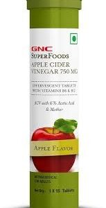 GNC Apple Cider Vinegar Effervescent Tablets 750mg ACV With the Healthy 15 tablets