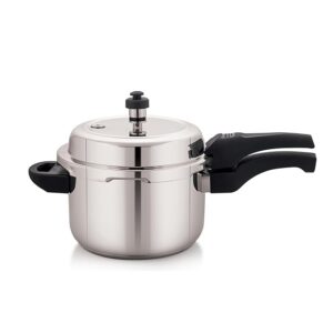 Metalux Meta SS Cooker 3 Ltr Stainless Steel Cooker 3 Litres Pressure Cooker 3 Litres Induction Cooker Outer Lid Design for Gas Induction Cooking