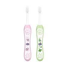 Chicco Toothbrush Set Pink Green 6M 36M manual Baby