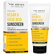 Dr Sheths Kesar Kojic Acid Sunscreen SPF 50 Pa 50 g For Men Women