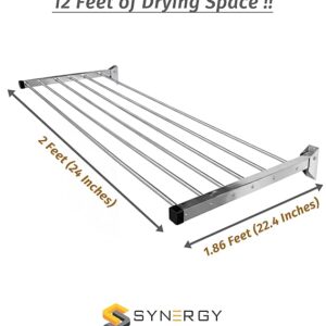 Synergy 6 Pipes x 2 Feet Wall Mounted Cloth Drying Stand