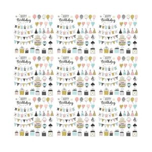 PaperPep White Birthday Print 19X29 Gift Wrapping Paper Pack of 5 Sheets for Gift Packing