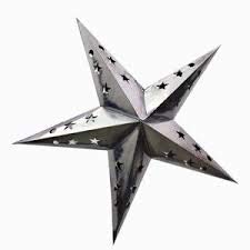 oyehappy 1 pcs Silver Color Christmas Ornaments Paper Star Lantern with 6 Angle