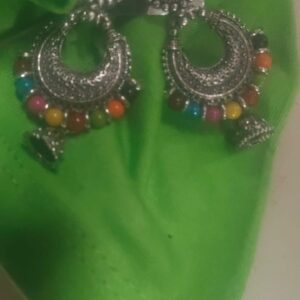 Private Lable womens Traditional Round Jhumka Oxidised silver colour