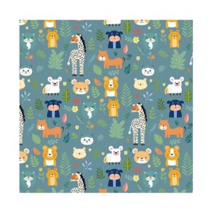 Paperpep Green Cute Cartoon Animal Print Gift Wrapping Paper 19X29 Pack of 5 Sheets