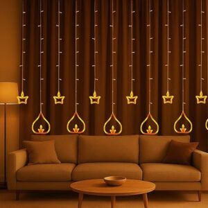 Private Lable Diya Lights Diwali String Curtain Lights