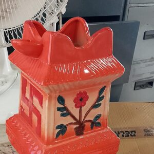 Private Lable Ceramic Tulsi Pot Garden Decor Color orange pack of 1