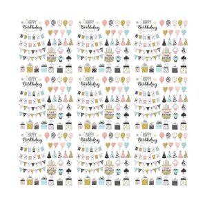 PaperPep White Birthday Print 19X29 Gift Wrapping Paper Pack of 5 Sheets for Gift Packing Birthday