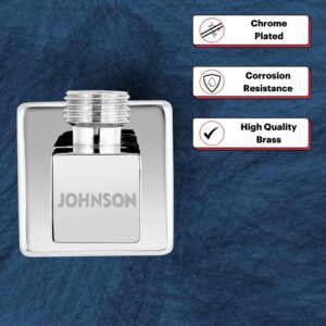 Johnson Square Brass Angle Cock with Flange Brass Body Chrome Finish Wall Mounted Angle pack of 1