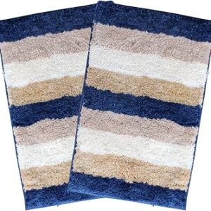 Private Lable Blue White Striped Rectangular Bath Rug