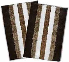 Private Lable Soft Microfiber Striped Mats Set of 2 Multicolours