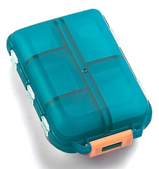 FLYUP Double Layer Pill Organizer 10 Compartments Portable Mini Travel Pills Box Medicine Carry Box Seal Storage Container Holder for Outdoor Camping Home Travel Pack of 1