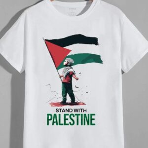 Private Label Typography Round Neck Polyester White T Shirt L Size