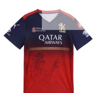 Private Label Rcb 2025 Youth Red Replica Jersey Size XL Dark Blue