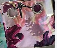 Private Label 2 Piece Digital Printed Floral Curtains for Window Perple