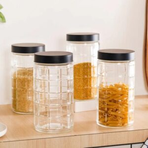 Private Label Set Of 4 Tall Glass Jars With Lid 1900ml