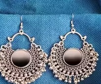 Private Label Fashionable trendy silver oxidized earrings